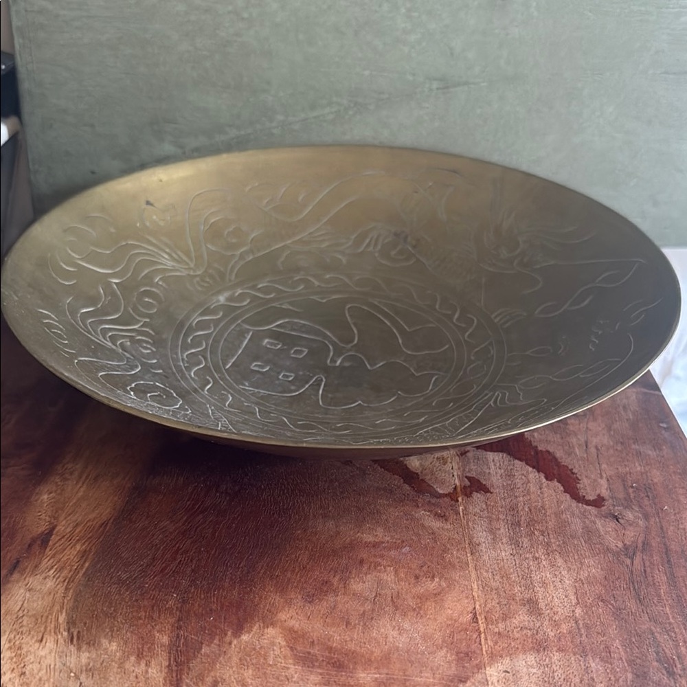 Engraved Brass Decorative Bowl 10”